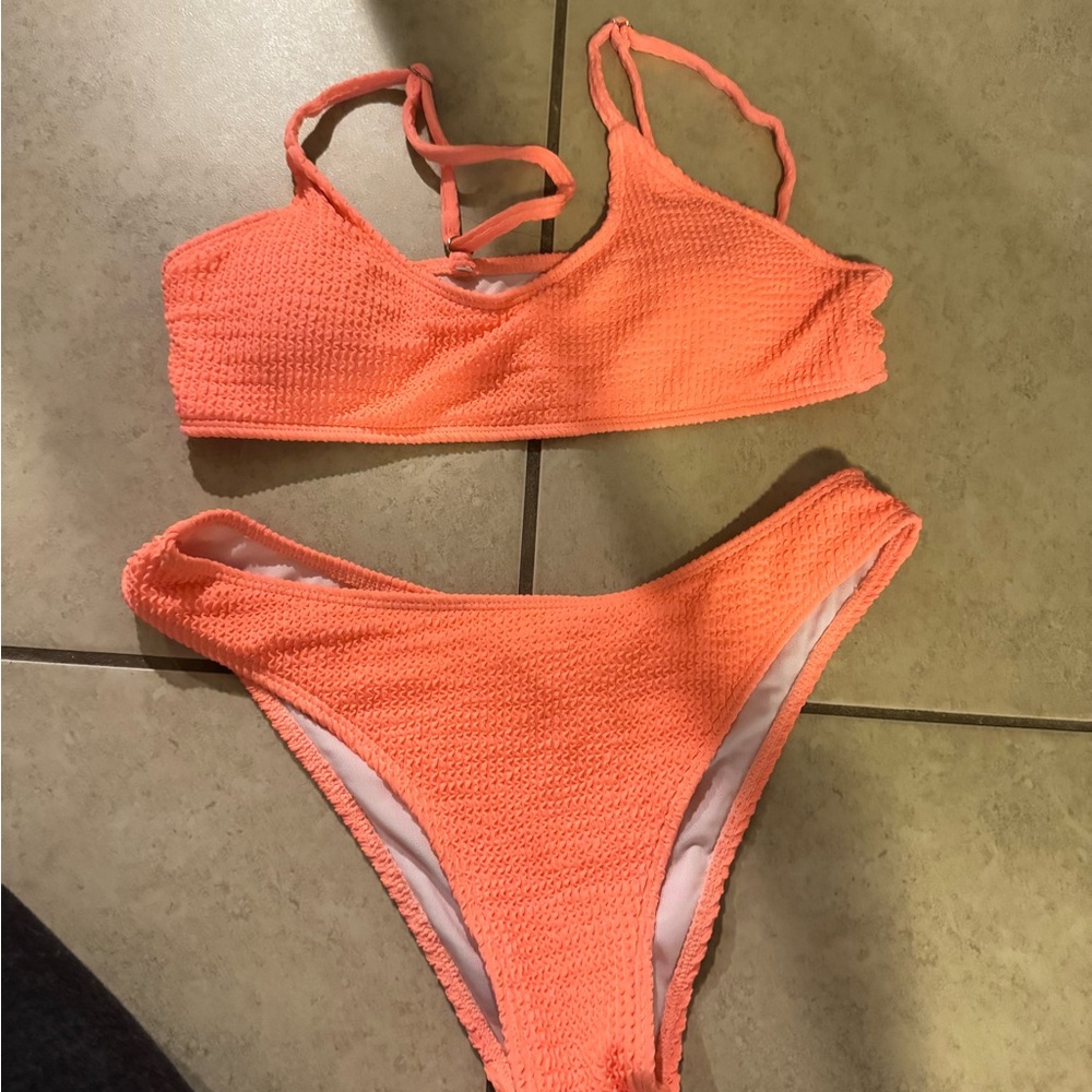 Coral Textured Bikini Set
